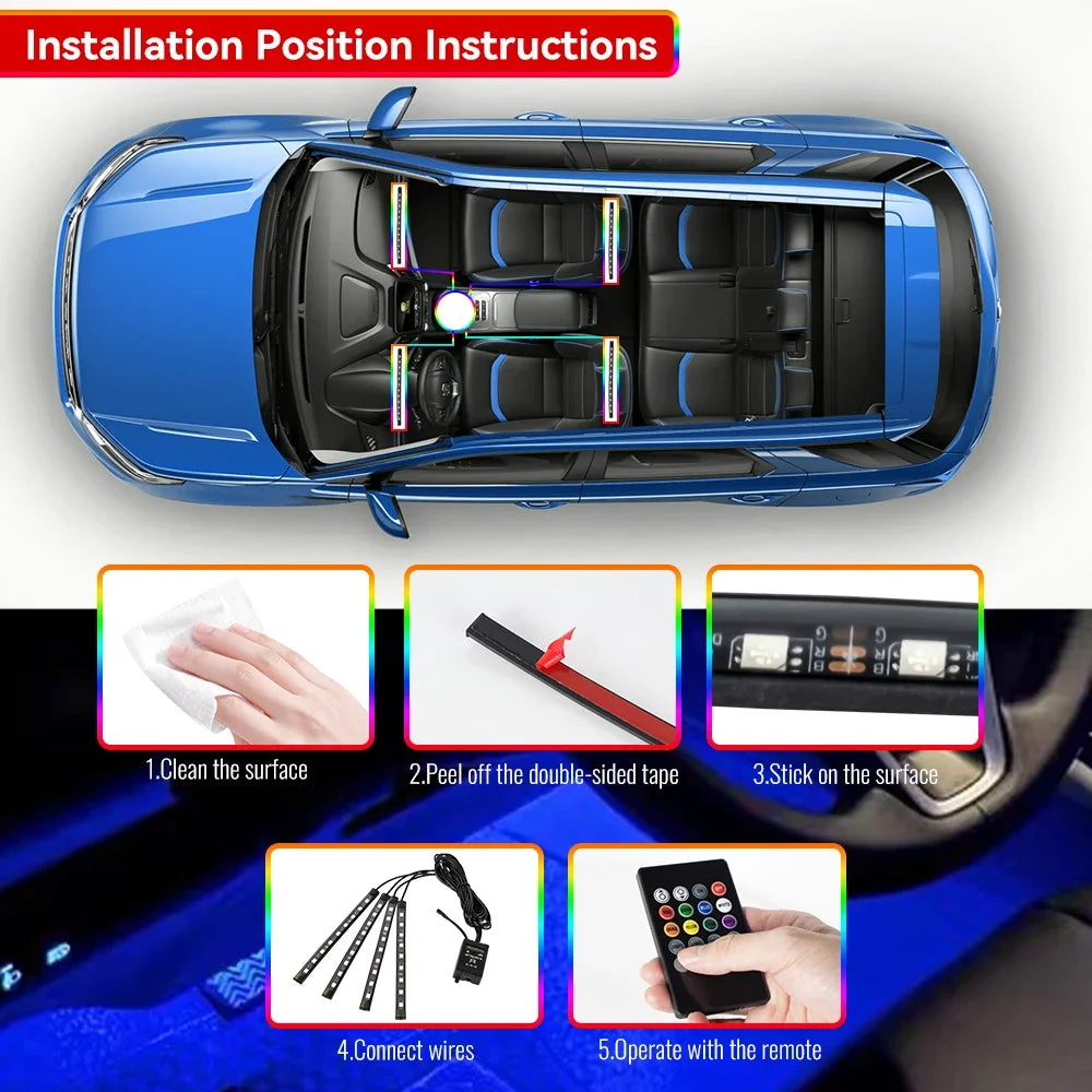 LED Car Interior Ambient Foot Light